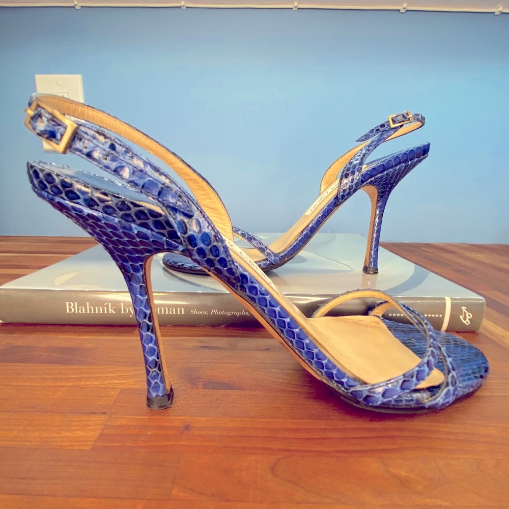 Jimmy Choo Blue Snakeskin Heels - Picture 8 of 10